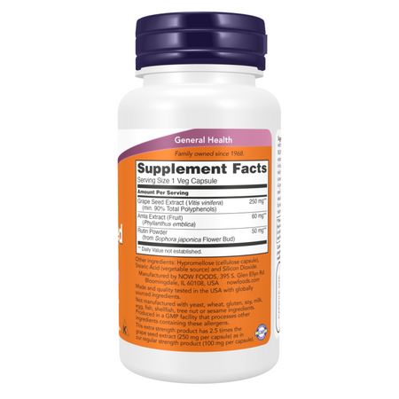 Now Foods Grape Seed, Extra Strength 250 mg 90 veg kapsúl