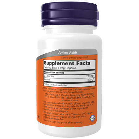 Now Foods L-Theanine 200 mg Double Strength 120 kapsúl