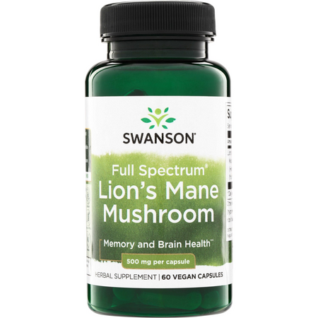 Swanson Full Spectrum Lion’s Mane Mushroom 500 mg 60 kapsúl