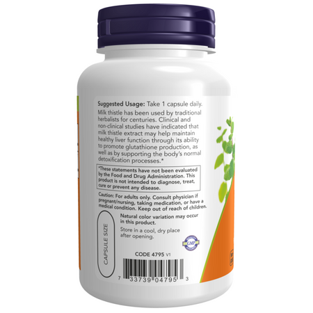 Now Foods Milk Thistle Extract 750 mg Silymarin (600 mg), Maximum Strength 90 veg kapsúl