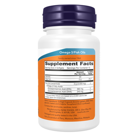 Now Foods Omega-3 Fish Oil Molecularly Distilled 200 kapsúl
