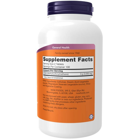 Now Foods MSM Methylsulfonylmethan 1500 mg 200 tabliet