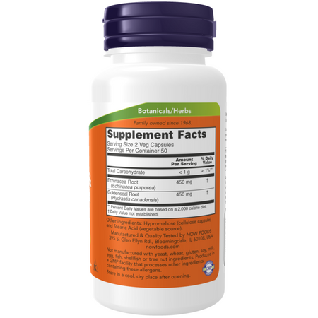 Now Foods Echinacea a Goldenseal Root 100 veg kapsúl