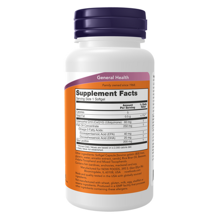 Now Foods Koenzym Q10 60 mg Fish Oil 60 kapsúl