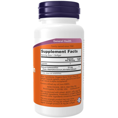 Now Foods Astaxanthin Extra Strength 10 mg 60 kapslí