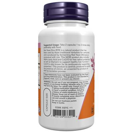Now Foods Červená Rýže (Red Yeast Rice) 600 mg a Koenzym Q10 60 kapsúl