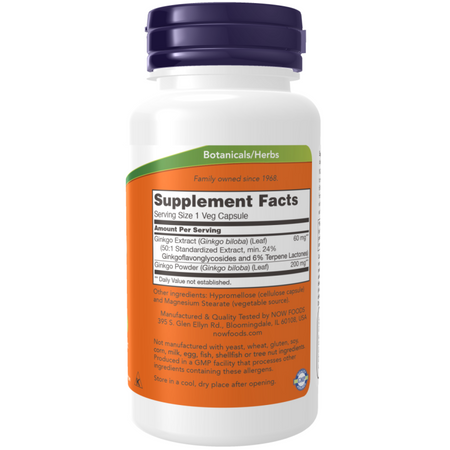 Now Foods Ginkgo Biloba 60 mg 120 kapsúl