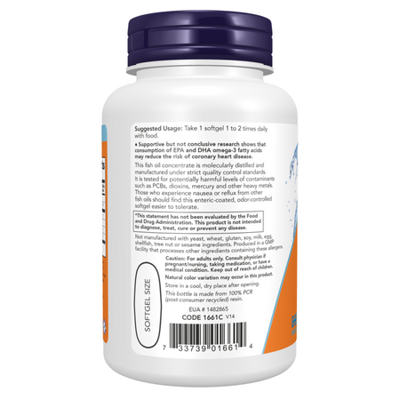 Now Foods Ultra Omega-3 Fish Oil (Bovine Gelatin) 180 kapsúl