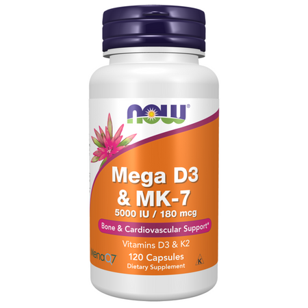 Now Foods Mega D-3 5000 iu MK-7 180 mcg 120 veg kapsúl