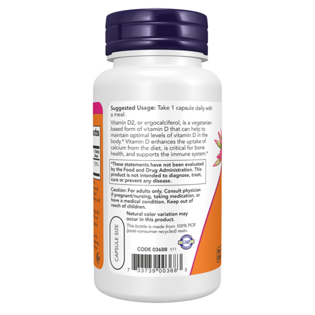 Now Foods Vitamin D 1000 IU Dry 120 veg kapsúl