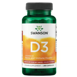 Swanson Vitamín D3 2000 IU Cholekalciferol 250 kapsúl