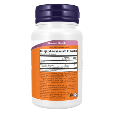 Now Foods Astaxanthin Extra Strength 10 mg 60 kapslí