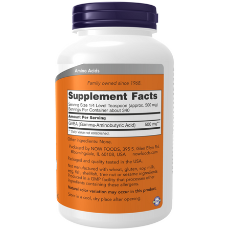 Now Foods GABA (Kyselina Gama Aminomáselná) Pudr 170 g