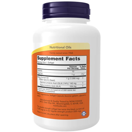 Now Foods Black Currant Oil, Double Strength 1000 mg 100 kapsúl