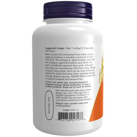 Now Foods Black Currant Oil, Double Strength 1000 mg 100 kapsúl