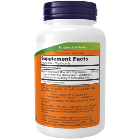 Now Foods Raw Maca 750 mg 90 kapsúl
