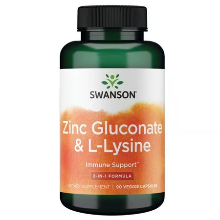 Swanson Zinc Gluconate a L-Lysine - 2-In-1 Formula 90 veg kapsúl