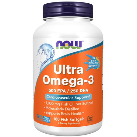 Now Foods Ultra Omega-3 Fish Gelatin) 180 kapsúl