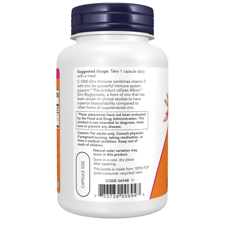 Now Foods C-1000 Zinc Immune 180 kapsúl
