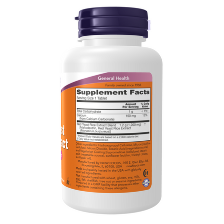 Now Foods Červená Rýža (Red Yeast Rice) 1200 mg 60 tabliet