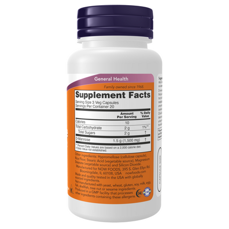 Now Foods D-Mannose Urinary Support 500 mg 60 kapsúl
