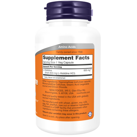 Now Foods L-Histidine 600 mg 60 kapsúl