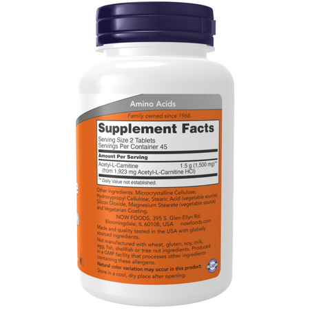 Now Foods Acetyl-L-Carnitine 750 mg 90 tabliet