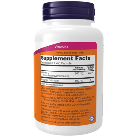 Now Foods Ascorbyl Palmitát 500 mg 100 kapsúl