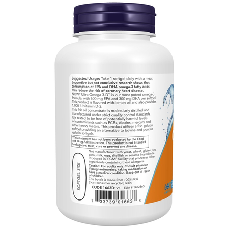 Now Foods Ultra Omega 3-D Fish Oil (Fish Gelatin) 90 kapsúl