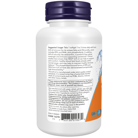 Now Foods Krill 1000, Double Strength 1000 mg 60 kapsúl