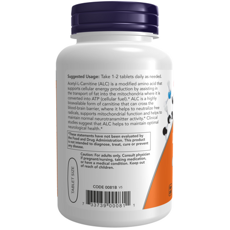 Now Foods Acetyl-L-Carnitine 750 mg 90 tabliet