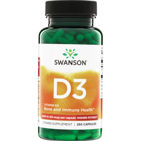 Swanson Vitamín D3 2000 IU Cholekalciferol 250 kapsúl