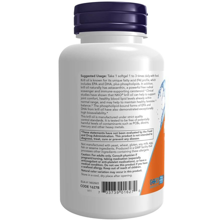 Now Foods Krill 1000, Double Strength 1000 mg 60 kapsúl