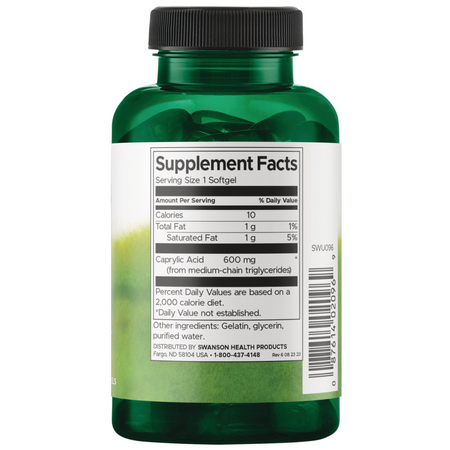 Swanson Kyselina Kaprylová 600 mg 60 kapsúl