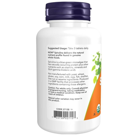 Now Foods Spirulina, Double Strength, Organic 1000 mg 240 tabliet