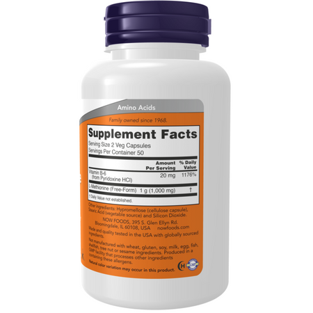 Now Foods L-Methionine 500 mg 100 kapsúl