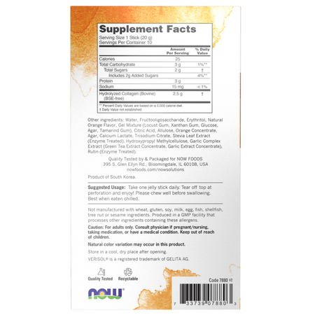 Now Foods Collagen Jelly Beauty Complex Sweet Orange 10 Jelly Sticks