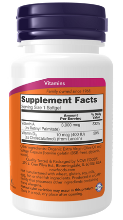 Now Foods Vitamín A 10000 iu + D 400 iu 100 kapsúl