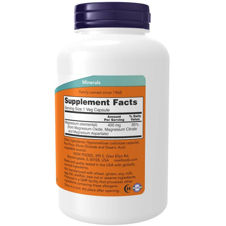 Now Foods Magnesium 400 mg 180 kapsúl