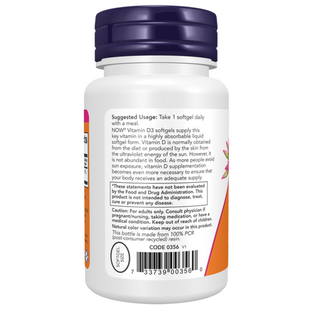 Now Foods Vitamin D3 2500 iu kapsúl