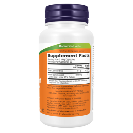 Now Foods Vrba (Willow Bark) Extract 400 mg 100 kapsúl