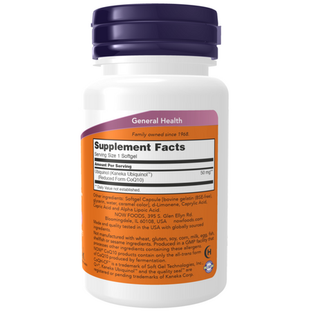 Now Foods Ubiquinol CoQH-CF 50 mg 60 kapsúl