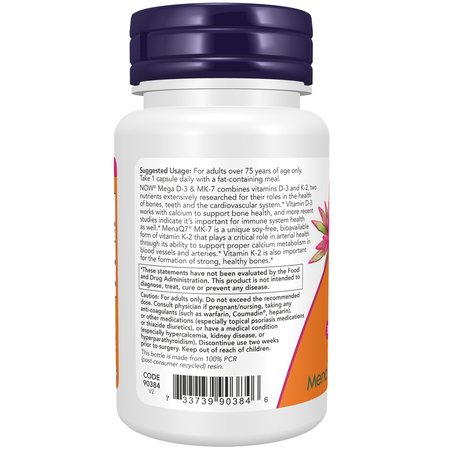 Now Foods Vitamín D3 4000 iu + K2 MK7 180 mcg 60 veg kapsúl