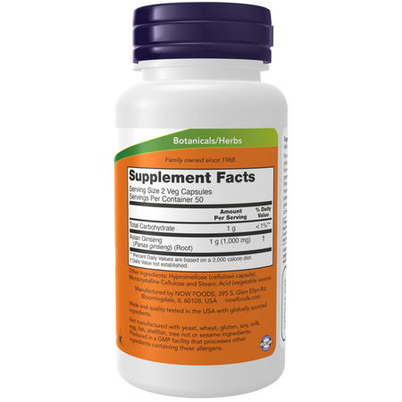Now Foods Panax Ginseng 500 mg 250 kapsúl