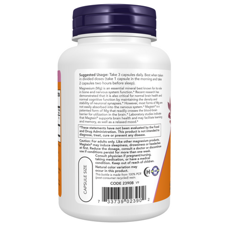 Now Foods Magtein (Magnesium L-Threonate) 90 kapsúl