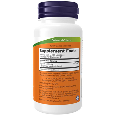 Now Foods Moringa Leaf 400 mg 60 kapsúl