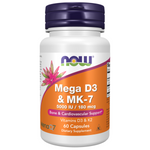Now Foods Mega D-3 5000 iu MK-7 180 mcg 60 veg kapsúl