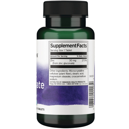 Swanson Zinc Gluconate 30 mg 250 tabliet