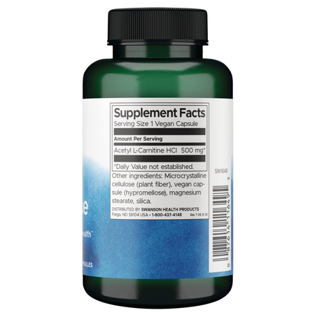 Swanson Acetyl L-Carnitin (ALC) 500 mg 100 kapsúl