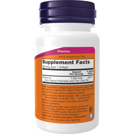 Now Foods Vitamín A 25000 iu 250 kapsúl